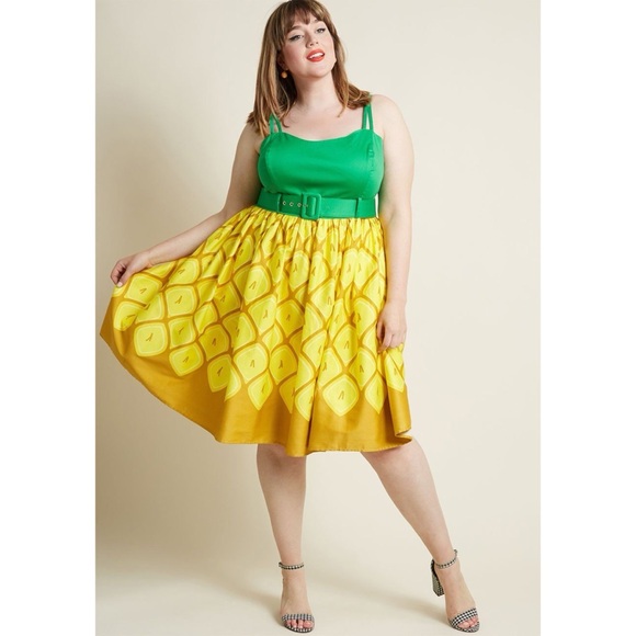 ModCloth x Collectif Jade Pineapple Pin-Up Colada Swing Dress UK 22 // US 18 2X - Picture 13 of 13